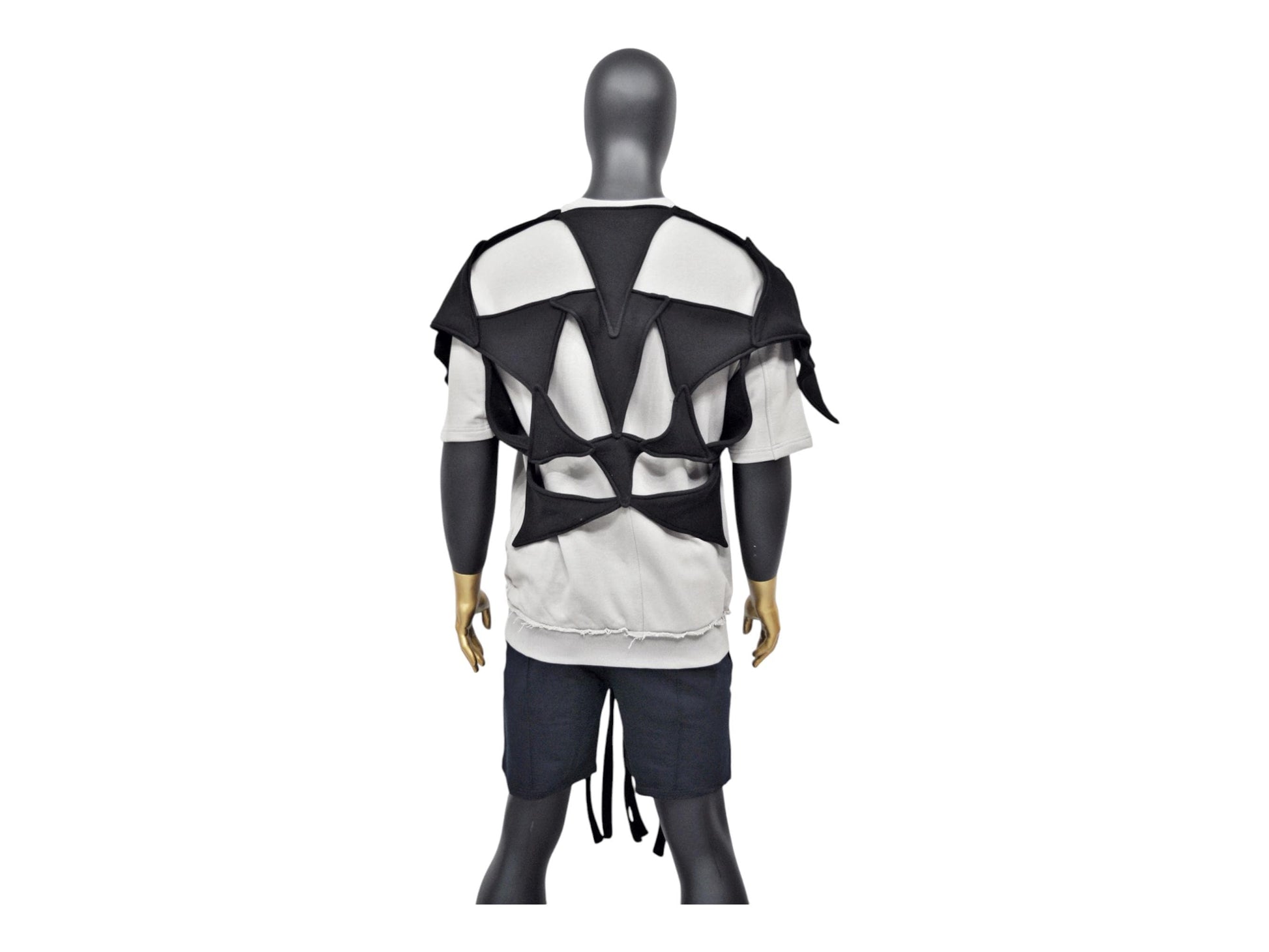 NEW Triangle Hole Poncho,Caged Design,Spiked Cutout Motif,Asymmetric Black Cape,Luxury Shoulder Accessories,Gothic Scarf, Cosplay,Futuristic