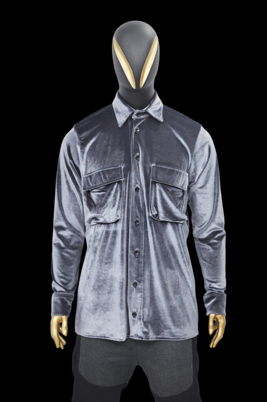XS - 8XL Men's Premium Silky Velour Shirt,Long Sleeve Velvet Blouse,Loose Longline Shirt,Streetwear Top,Avant Garde Shirt,Futuristic-BB858