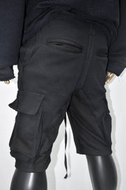 XS - 8XL Multi Side Pockets Asymmetric Ripped Look Casual Shorts, Men's Low Crotch Cargo,Sarrouel Wide Leg Sports Short,Streetwear-BB853