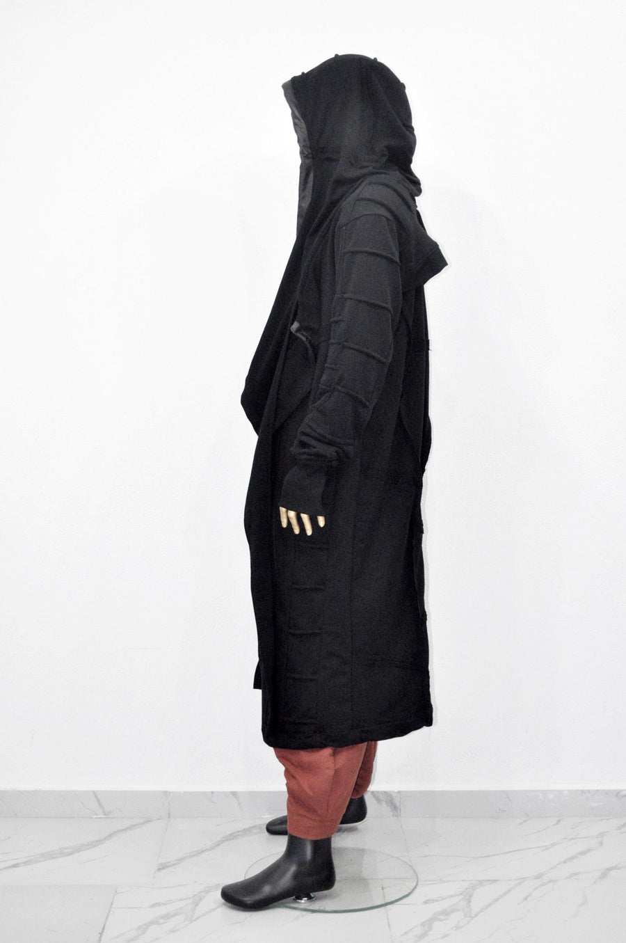 XS-8XL Ashassin Black Quilted Long Sleeves Cardigan Loose JACKET,Cyber Goth ,Long Asymmetric Cosplay,Futuristic-Apocalyptic Dystopian-BB0178