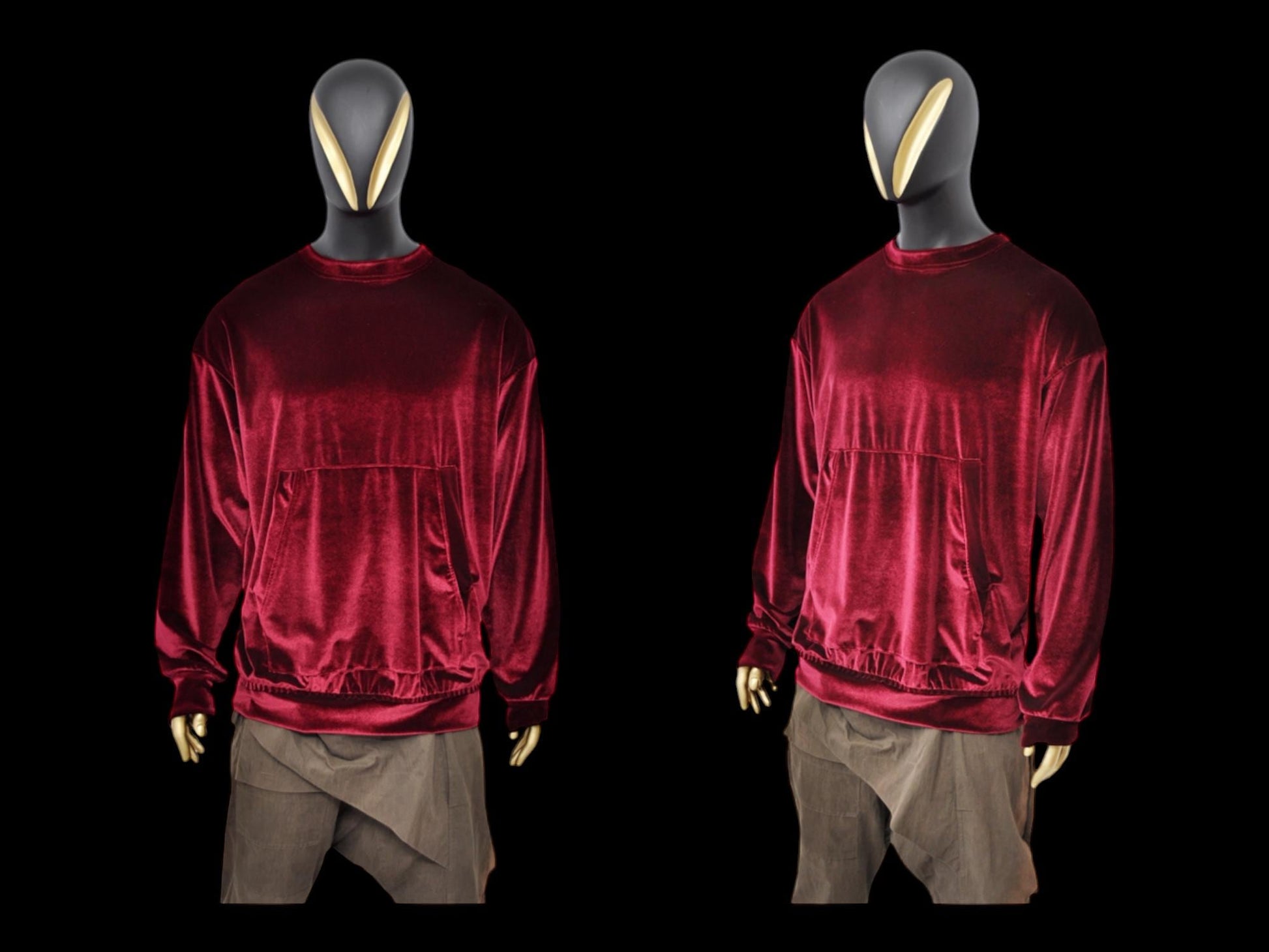 XS - 8XL Unisex Premium Quality Soft Velvet Oversize Boxyfit Sweatshirt, Raw Edges Crew Neck Pullover, Rear Back Stitch,Punk Cyber - BB032