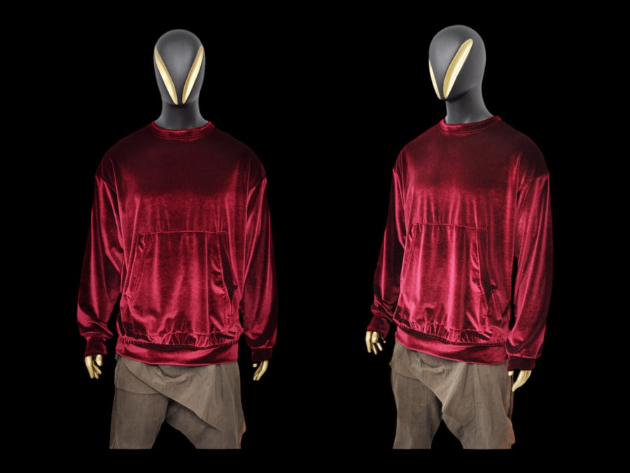 XS - 8XL Unisex Premium Quality Soft Velvet Oversize Boxyfit Sweatshirt, Raw Edges Crew Neck Pullover, Rear Back Stitch,Punk Cyber - BB032