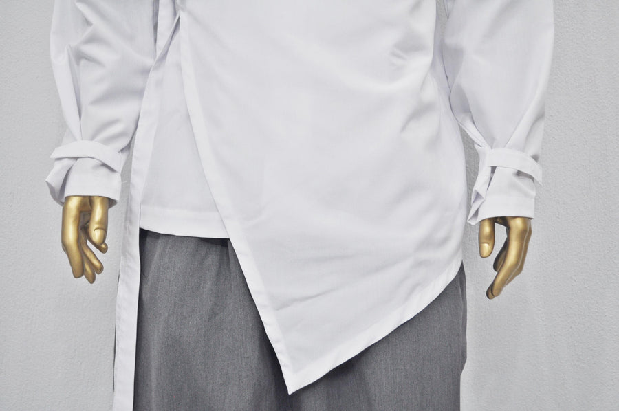 Men's Kimono Shirt Streetwear Harem Wrap Top, Asymmetrical Blouse
