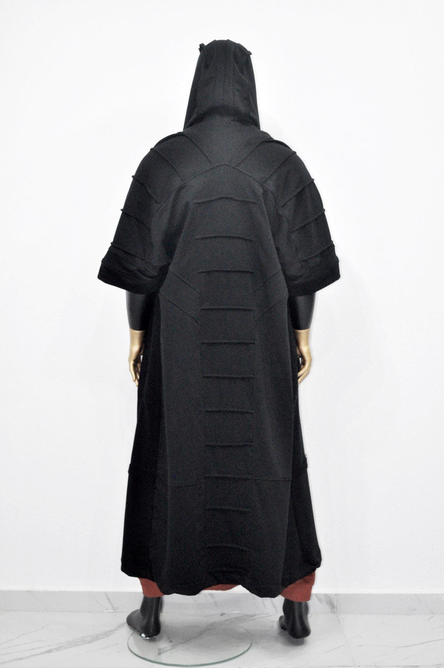 XS-8XL 3/4 Sleeve Ashassin Black Quilted Cardigan Loose Long JACKET,Cyber Goth ,Asymmetric Cosplay,Futuristic-Apocalyptic Halloween-BB0179