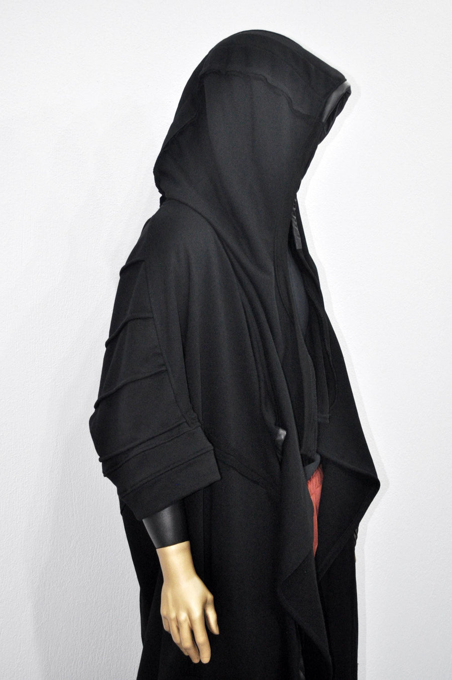 XS-8XL 3/4 Sleeve Ashassin Black Quilted Cardigan Loose Long JACKET,Cyber Goth ,Asymmetric Cosplay,Futuristic-Apocalyptic Halloween-BB0179