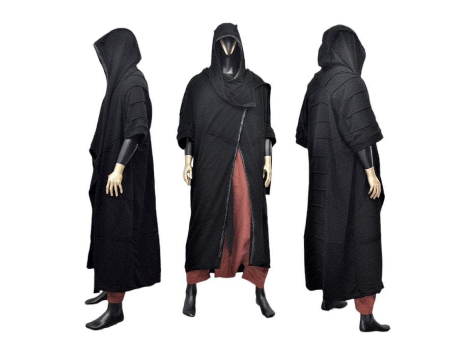 XS-8XL 3/4 Sleeve Ashassin Black Quilted Cardigan Loose Long JACKET,Cyber Goth ,Asymmetric Cosplay,Futuristic-Apocalyptic Halloween-BB0179