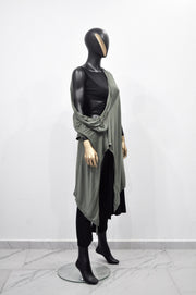 XS - 8XL Urban Zen Bat Sleeve, Shawl Collar Poncho Top Tshirt with Cowl Neck,Asymmetrical Draped,Yoga,Dystopian,Avant Garde Minimalist-BB551
