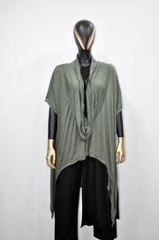 XS - 8XL Urban Zen Bat Sleeve, Shawl Collar Poncho Top Tshirt with Cowl Neck,Asymmetrical Draped,Yoga,Dystopian,Avant Garde Minimalist-BB551