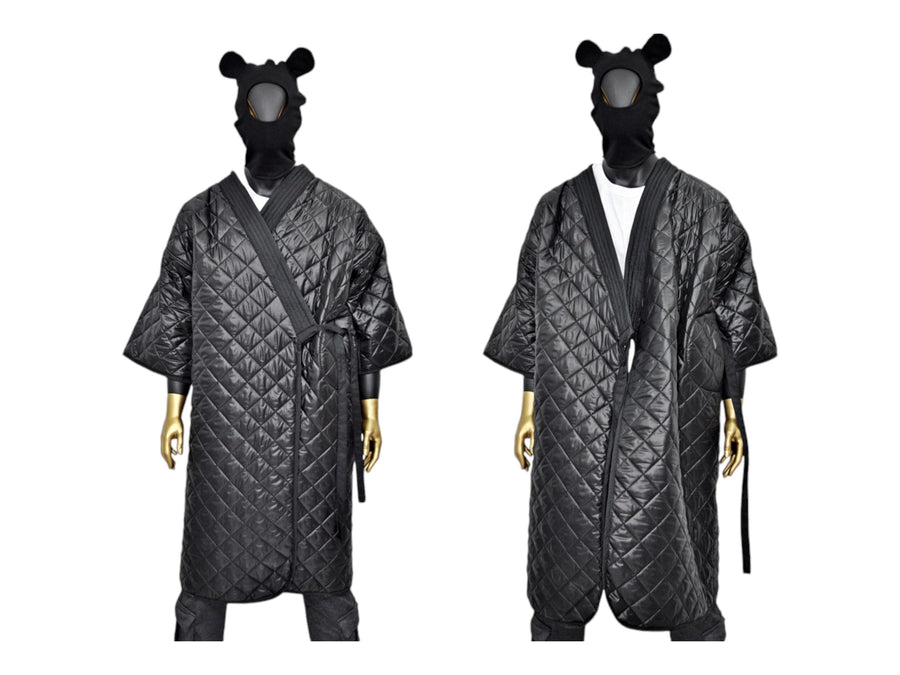 XS-8XL Unisex Extra Loose Winter V-Collar Three-quarter Sleeve Kimono,Bandage Padded Quilted Overlong Coat,Over the Knee Jacket,Kaftan-BB901