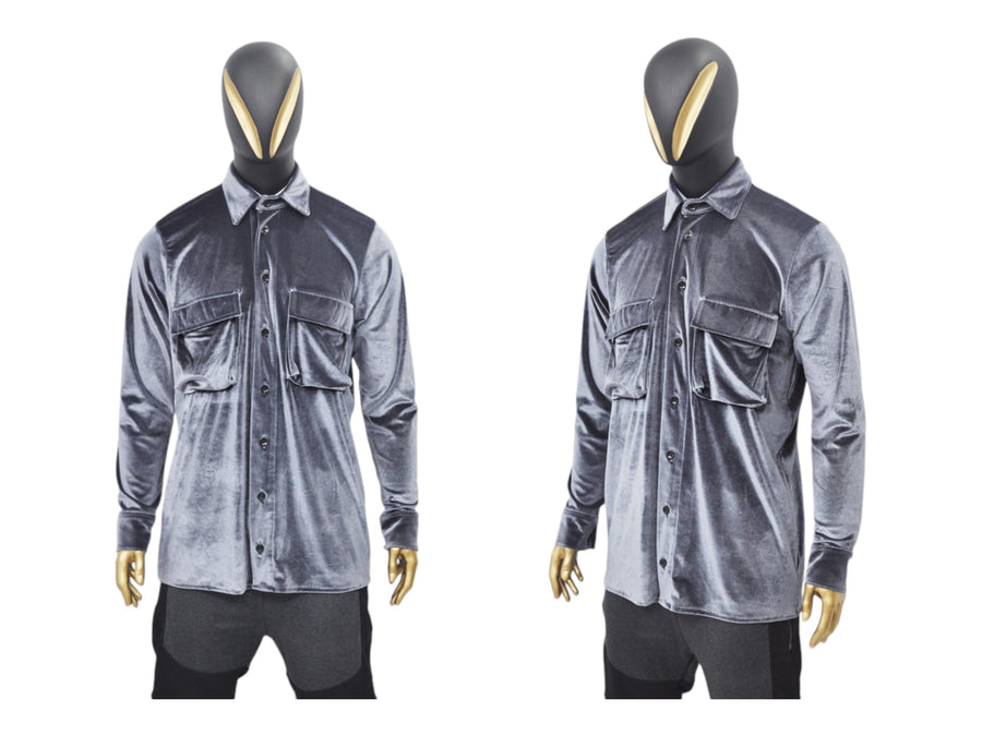 XS - 8XL Men's Premium Silky Velour Shirt,Long Sleeve Velvet Blouse,Loose Longline Shirt,Streetwear Top,Avant Garde Shirt,Futuristic-BB858