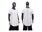 XS-8XL Men's Back Stitching Reglan Short Sleeve Scoop Raw Neck Curved Hem T-shirt , Asymmetric, Streetwear Men Extended Loose Shirt- BB463