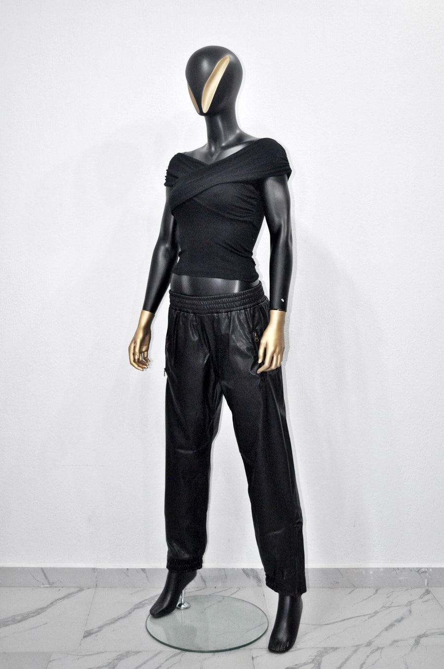 XS - 8XL Black Boat Neck Pleated Shoulder Blouse,Multi Position Women Open Back Top, Yoga Backless Sexy Tee -BB548