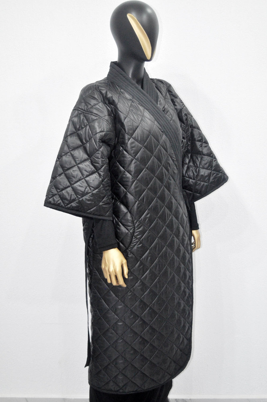 XS-8XL Women Extra Loose Winter V-Collar Three-quarter Sleeve Kimono,Bandage Padded Quilted Overlong Coat,Over the Knee Jacket,Kaftan-BB901