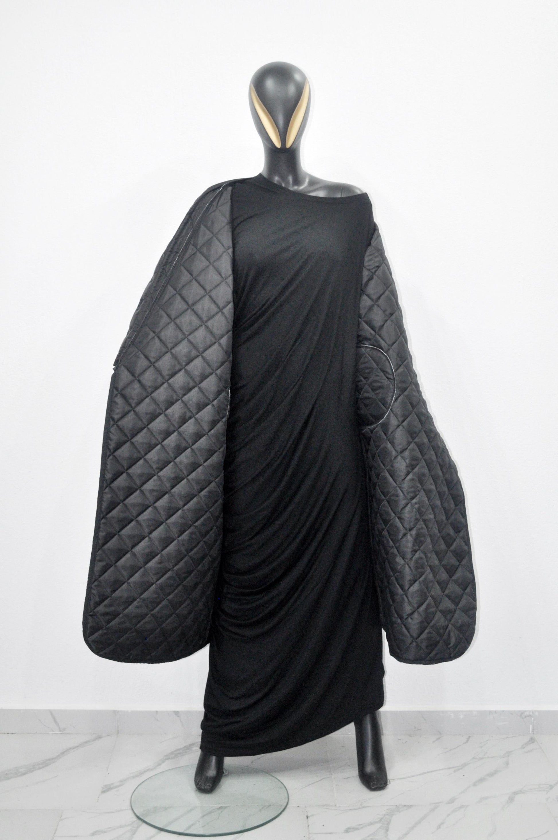 XS-8XL Women Extra Loose Winter V-Collar Three-quarter Sleeve Kimono,Bandage Padded Quilted Overlong Coat,Over the Knee Jacket,Kaftan-BB901