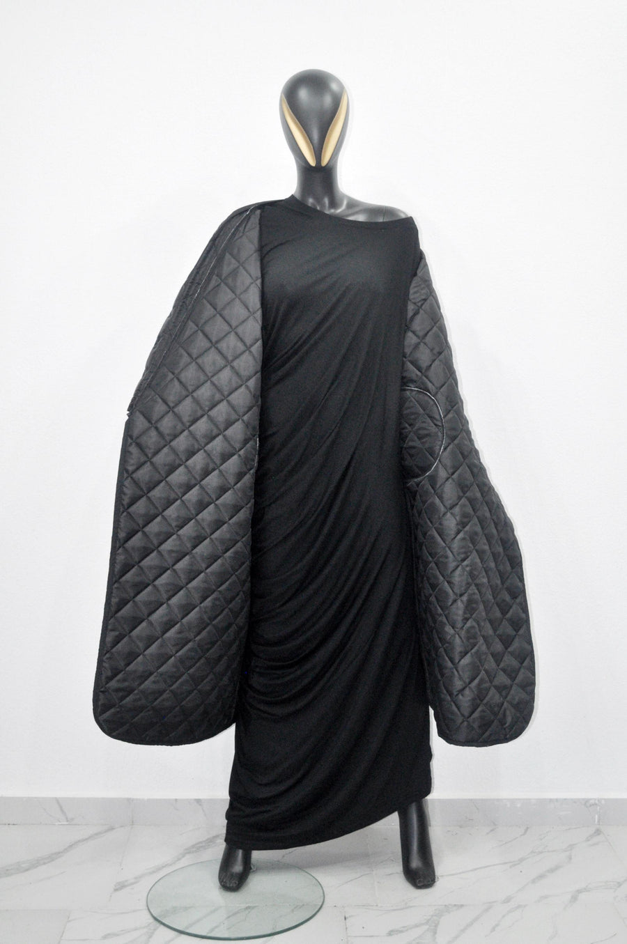 XS-8XL Women Extra Loose Winter V-Collar Three-quarter Sleeve Kimono,Bandage Padded Quilted Overlong Coat,Over the Knee Jacket,Kaftan-BB901