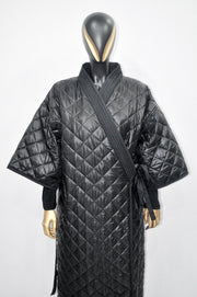 XS-8XL Women Extra Loose Winter V-Collar Three-quarter Sleeve Kimono,Bandage Padded Quilted Overlong Coat,Over the Knee Jacket,Kaftan-BB901