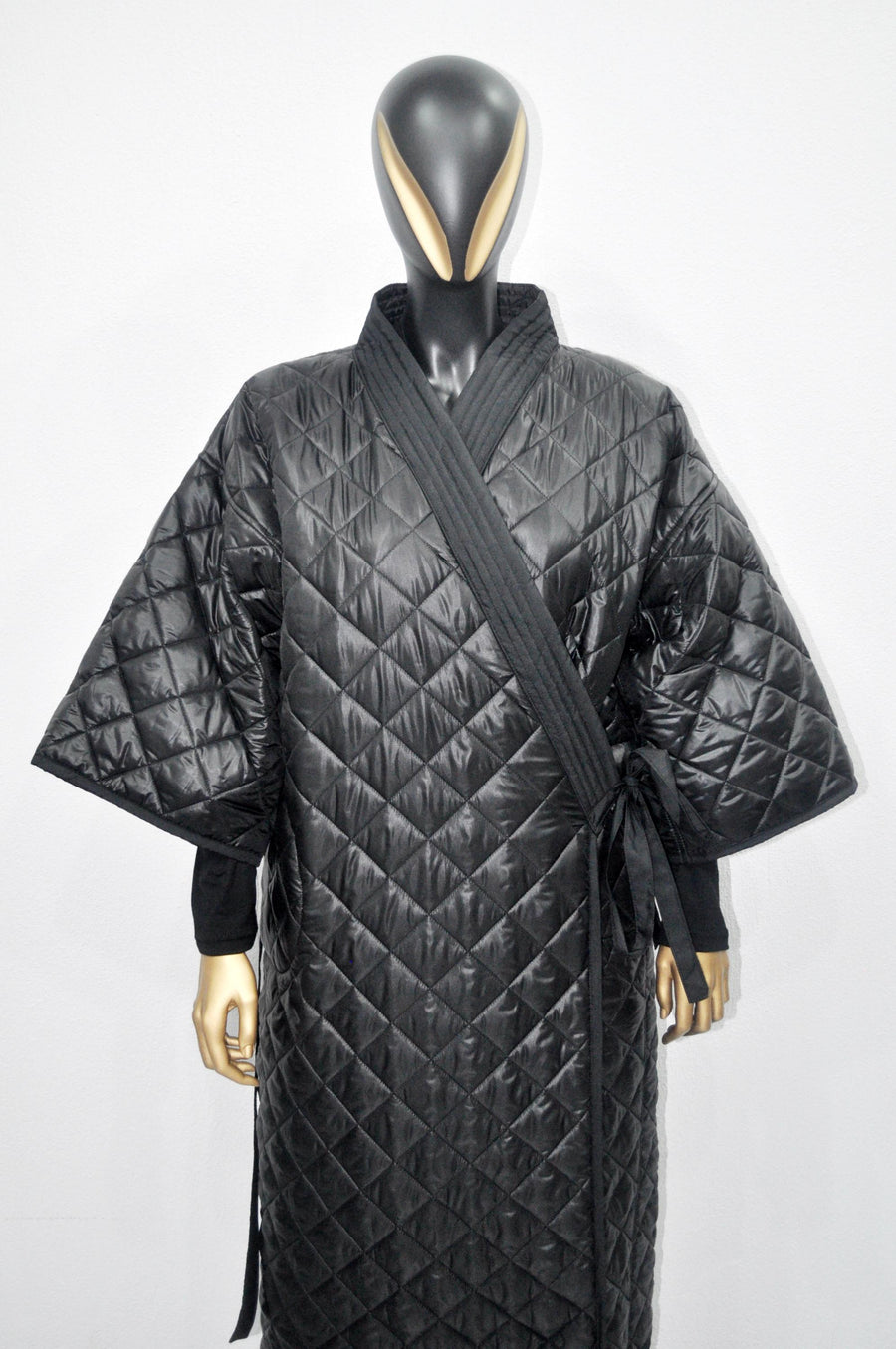 XS-8XL Women Extra Loose Winter V-Collar Three-quarter Sleeve Kimono,Bandage Padded Quilted Overlong Coat,Over the Knee Jacket,Kaftan-BB901