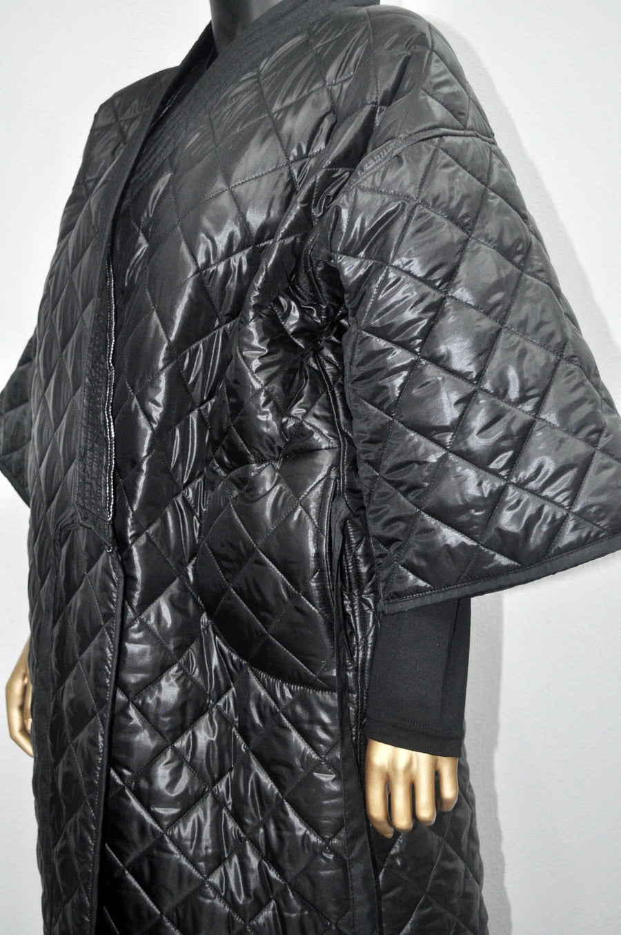 XS-8XL Women Extra Loose Winter V-Collar Three-quarter Sleeve Kimono,Bandage Padded Quilted Overlong Coat,Over the Knee Jacket,Kaftan-BB901