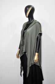 XS - 8XL Urban Zen Bat Sleeve, Shawl Collar Poncho Top Tshirt with Cowl Neck,Asymmetrical Draped,Yoga,Dystopian,Avant Garde Minimalist-BB551