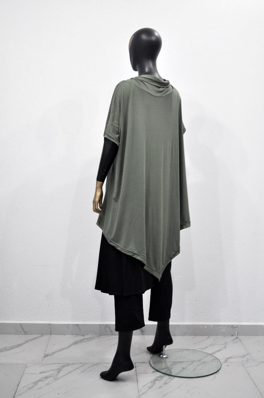 XS - 8XL Urban Zen Bat Sleeve, Shawl Collar Poncho Top Tshirt with Cowl Neck,Asymmetrical Draped,Yoga,Dystopian,Avant Garde Minimalist-BB551