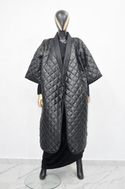 XS-8XL Women Extra Loose Winter V-Collar Three-quarter Sleeve Kimono,Bandage Padded Quilted Overlong Coat,Over the Knee Jacket,Kaftan-BB901
