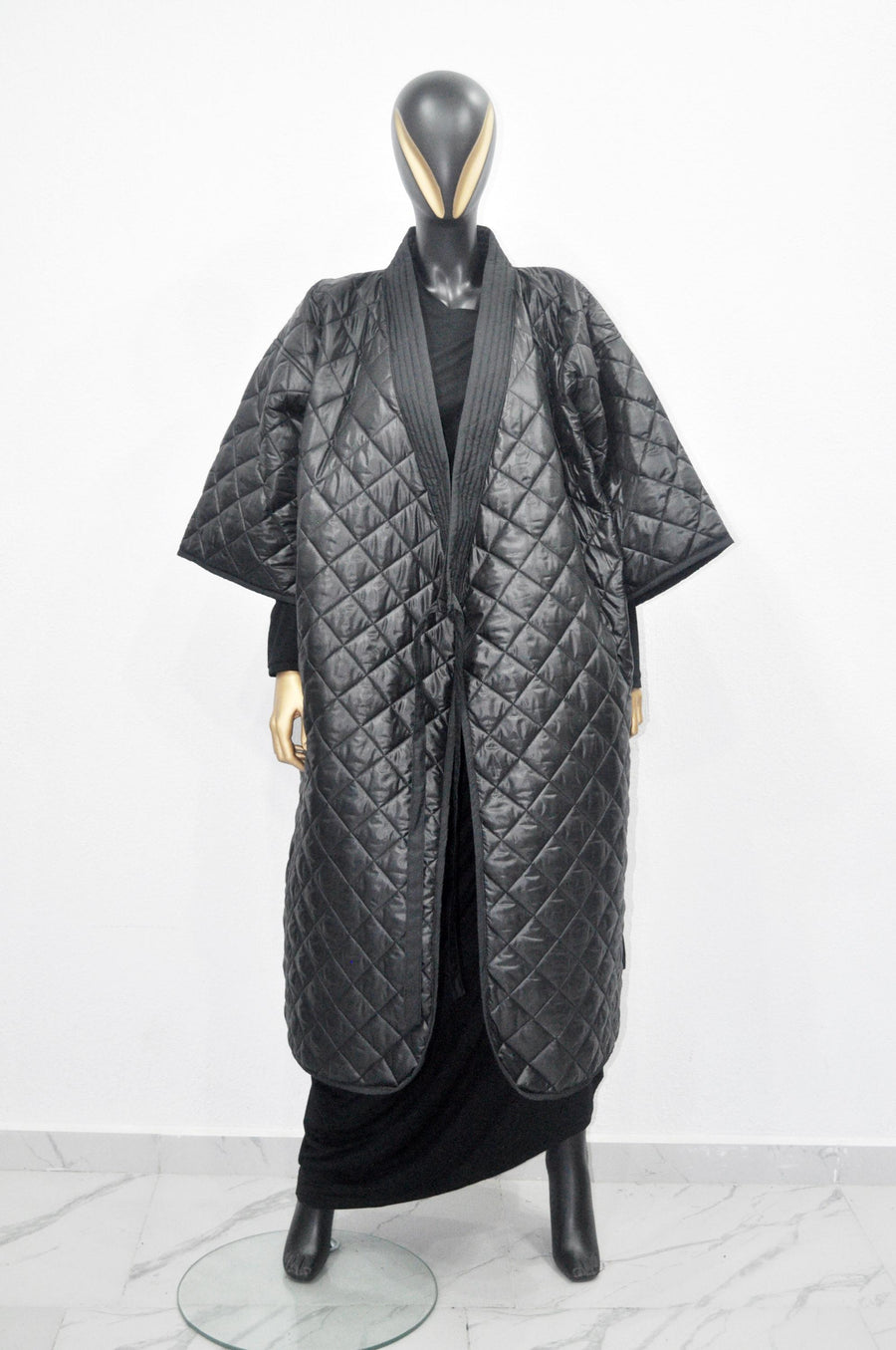 XS-8XL Women Extra Loose Winter V-Collar Three-quarter Sleeve Kimono,Bandage Padded Quilted Overlong Coat,Over the Knee Jacket,Kaftan-BB901