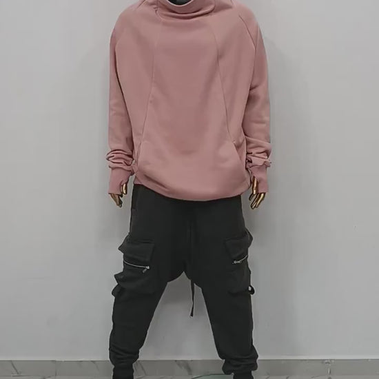 XS - 8XL AW Zipper Sarrouel Relaxed Cargo Pants , Cotton Sweat,New Assasin Men Fleece Flap Zip Joggers, Drop-Crotch Trousers, Comfy Plus