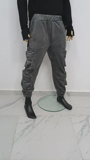 XS-8XL Mens 2077 Winter Soft Velour Comfort Casual Streetwear Loose Trousers Kanye Harem Baggy Pant, Jogger,Elastic Waist,Relax Linen -BB298