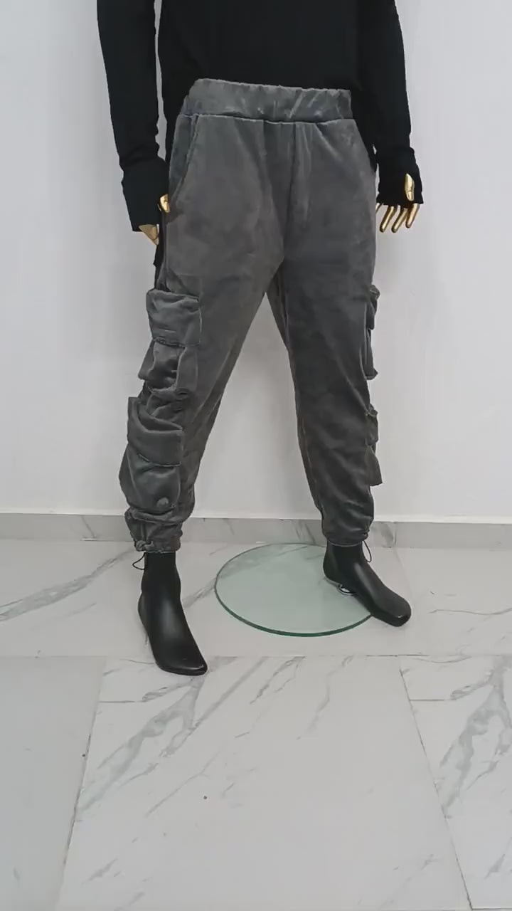 XS-8XL Mens 2077 Winter Soft Velour Comfort Casual Streetwear Loose Trousers Kanye Harem Baggy Pant, Jogger,Elastic Waist,Relax Linen -BB298